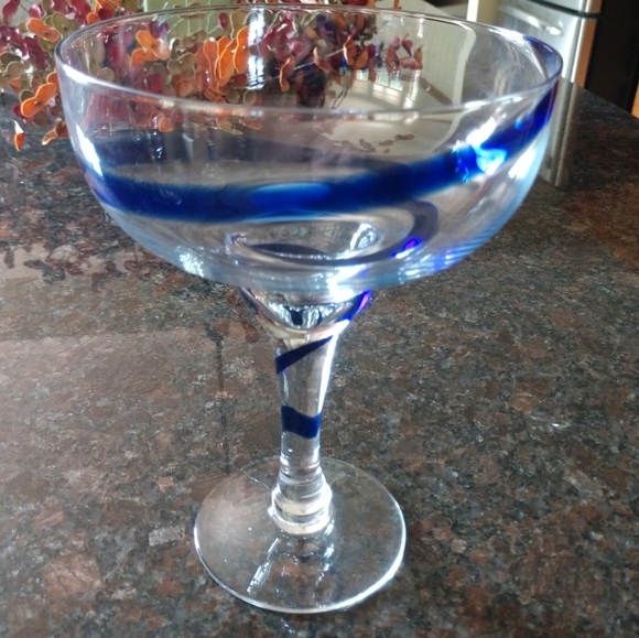 Pier One Blue Swirl Margarita Glasses - Picture 2 of 3